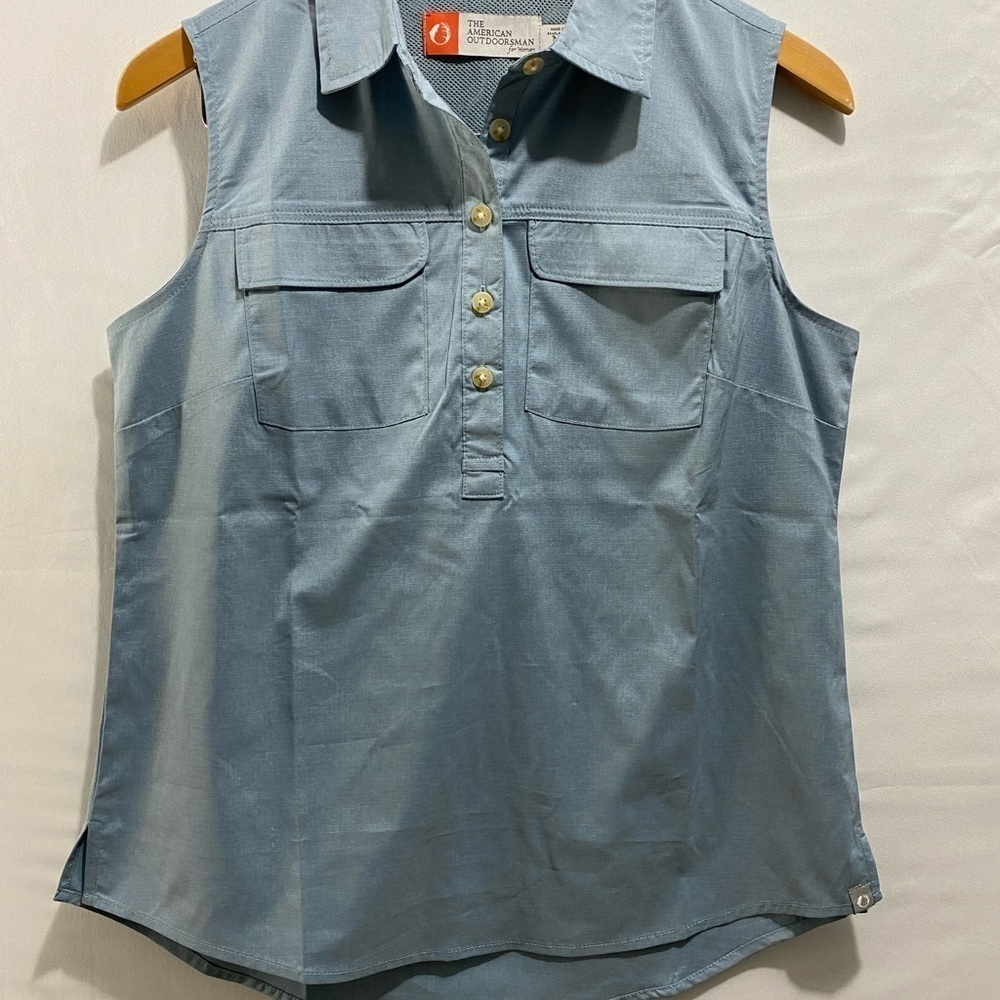 American Outdoorsman Golf sleeveless collared  half-button women’s  Blue size M - Picture 3 of 15